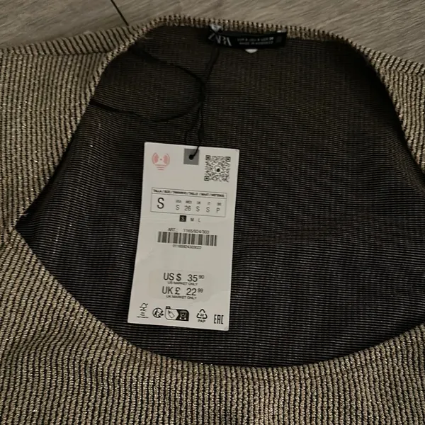 ZARA Gold sparkly Long Sleeve Top - Image 2