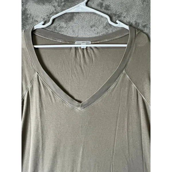 James Perse V Neck Long Sleeve Sweatshirt Dress Tunic Made in USA Size 2 Medium - Image 2