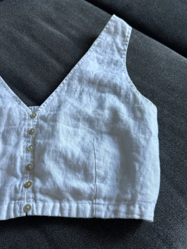 Madewell linen crop top S - Image 3