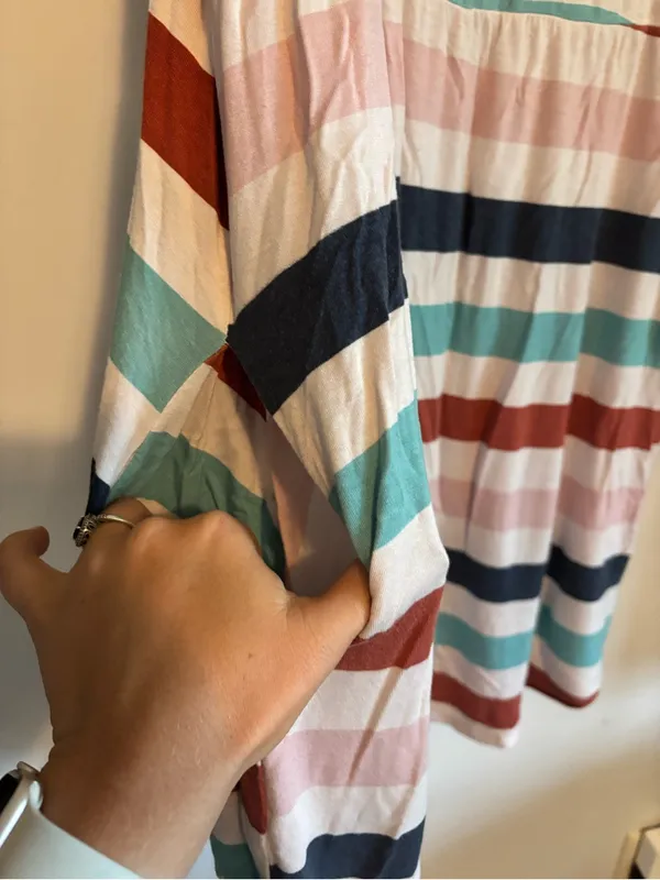 Maurices Plus Size 24/7 White Teal Striped Empire Waist Mini Dress with Pockets - Image 6