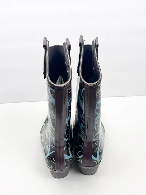 BOPS By Beehive Crain 02 Paisley Print Pointy Toe Rain Boots Size 6 Western Boho - Image 8