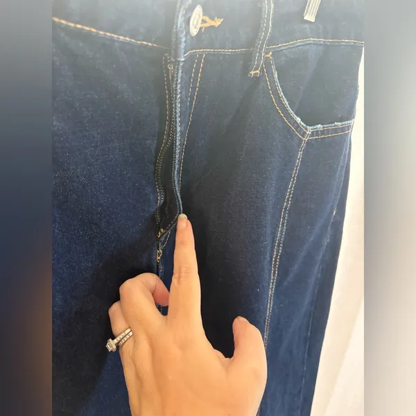 Zara Denim MIDI Jean‎ Skirt Back Slit Long Size XL EUC! 456 - Image 3