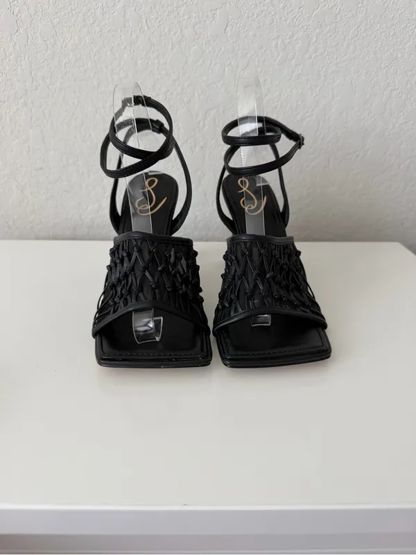 Sam Edelman Black CANDICE Woven Ankle-Tie Heel Sandals size 8 - Image 5