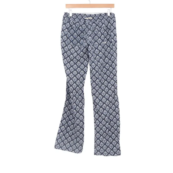 Roxy Navy Blue Geometric Print Linen Blend Wide Leg Drawstring Beach Pants M - Image 6