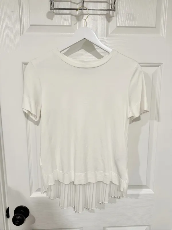 Banana Republic White Cotton Pleated Back Top Quiet Luxury Minimalist XS - Image 3