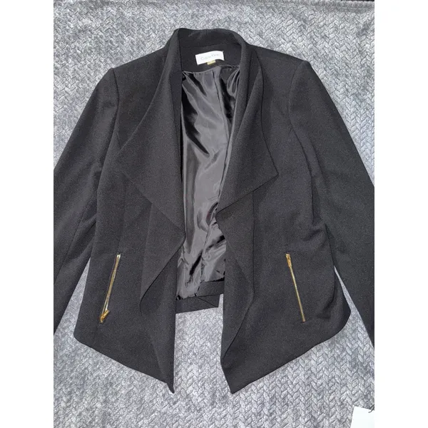 Calvin Klein Women's Black Open‎ Front Blazer Jacket Size 12 NWT - Image 2