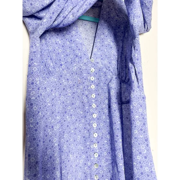 Realisation Par The Vivienne Blue Floral 100% Silk Midi Dress L - Image 7