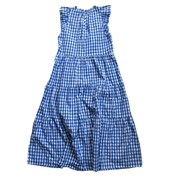 NWT J.Crew Tiered Ruffle-Sleeve Midi in Sapphire Gingham Cotton Dress XS - Image 9