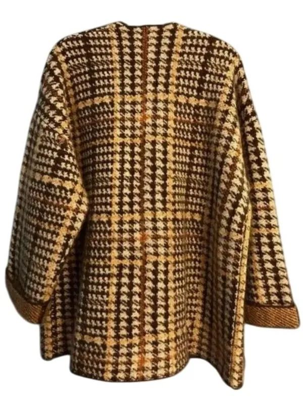 Sézane NWT Oscar wool Jacket cardigan brown houndstooth open front SZ2 fit M L - Image 4