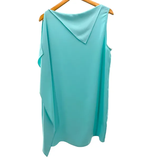 Trina Turk Ellyson Dress Sea Glass Blue Cowl Neck Cape Mini Dress‎ Size M NEW - Image 4