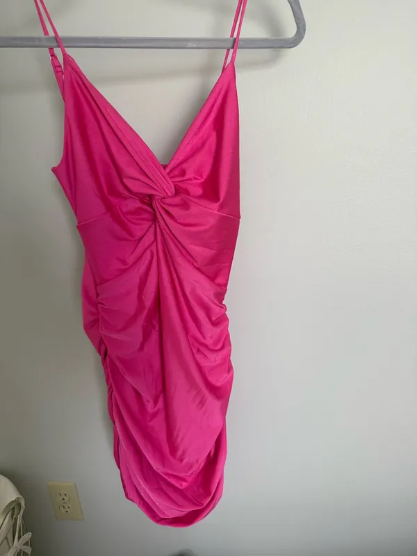 Lucy in the Sky Pink Satin Bodycon mini Dress size small - Image 3