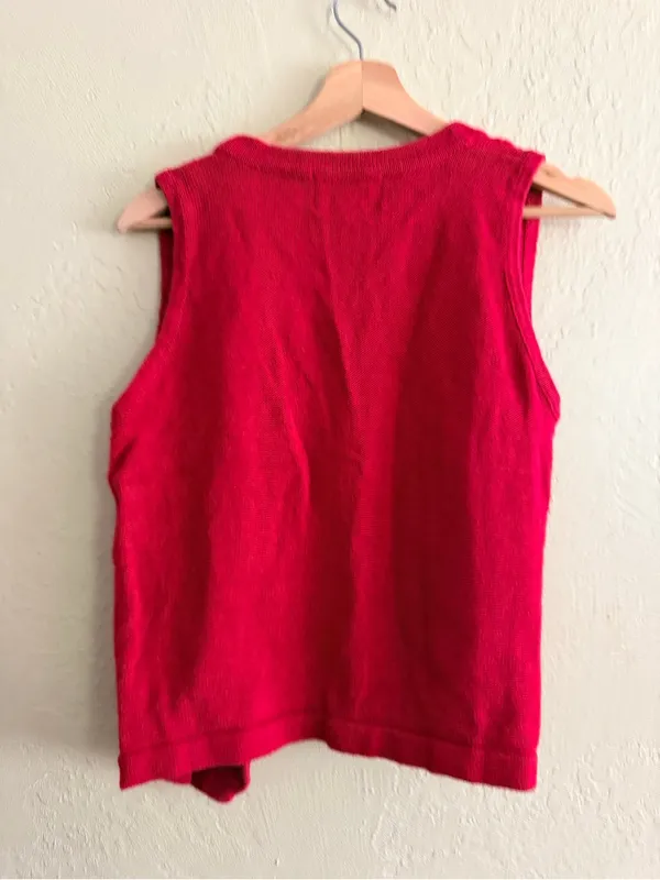 Requirements Red Knit Button-Front Vest - Image 3