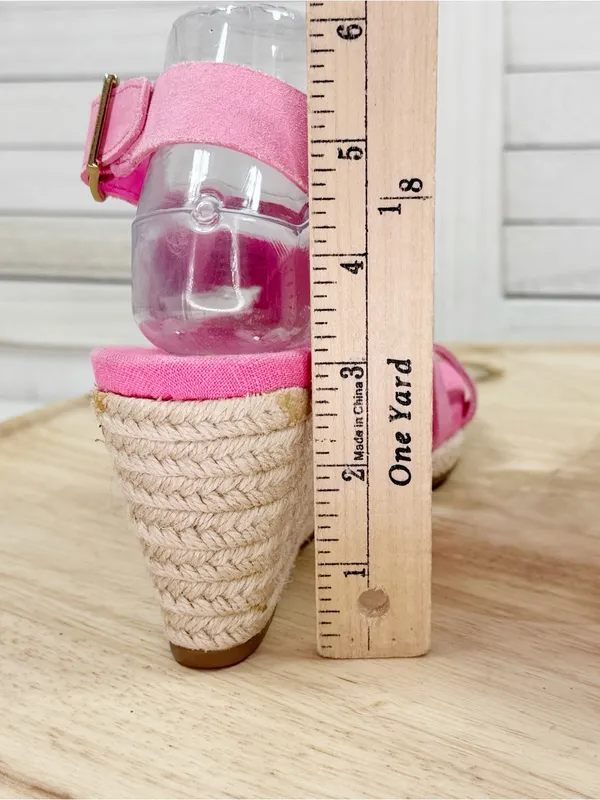 Cole Haan Crystal Espadrille Strappy Faux Suede Wedge Sandal Pink Size 7 - Image 8