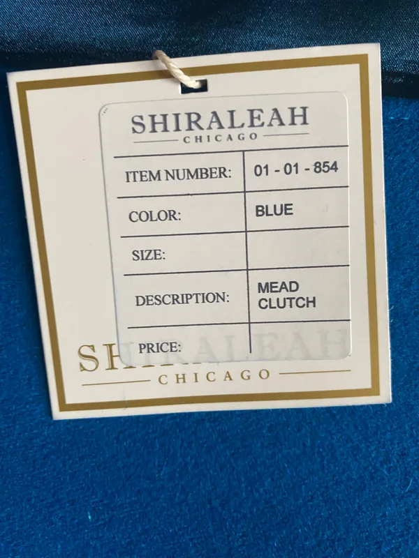 Shiraleah Chicago Blue Wool Blend Envelope Clutch Purse Gold Corner Accents Glam - Image 9