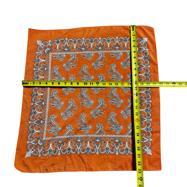 Burnt Orange Paisley Bandana Boho Cowgirl Western Square Scarf - Image 7