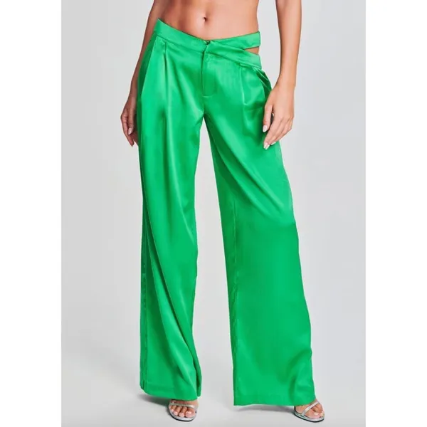 SEROYA Zarri Silk Wide Leg Pant Kelly Green Womens Size Small - Image 13
