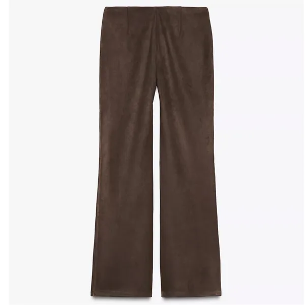 Zara NWT brown studded faux suede embellished pants - Image 10