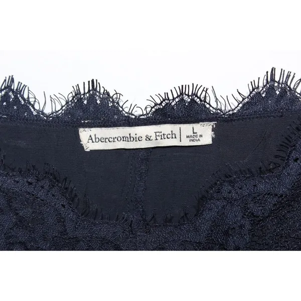 Womens Abercrombie & Fitch Navy Blue Lace Viscose Camisole Tank Top Size Large L - Image 3