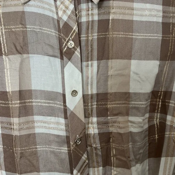 Tommy Hilfiger Womens Metallic Plaid Shirtdress Taupe NWT Size 8 Preppy Classic - Image 3