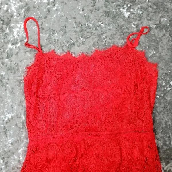 Lulu's Manning Red Lace Tiered‎ Midi Dress - Image 3