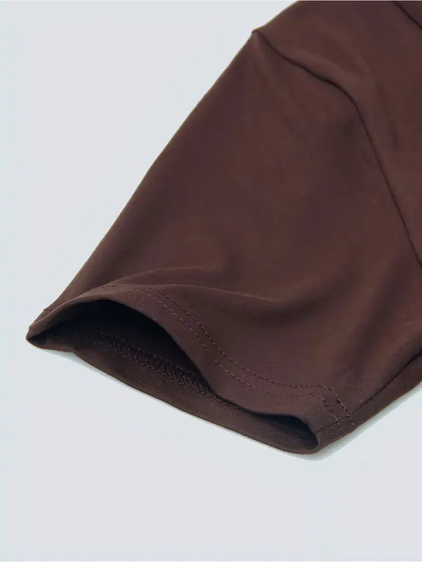Women's round-Neck Short Sleeve Maxi Dress - Brown - Image 5