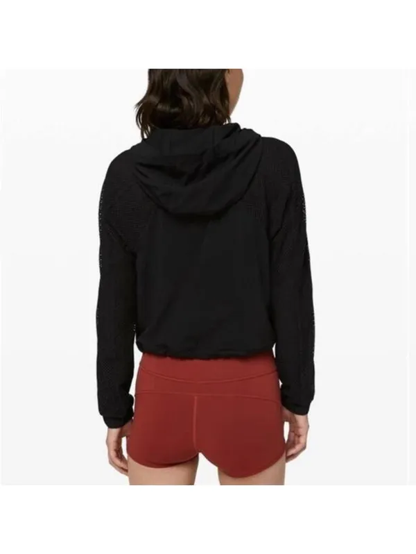 Lululemon Catch a Breeze Hooded Pullover Mesh Sleeves Black Women’s XS LW3BYWS - Image 15