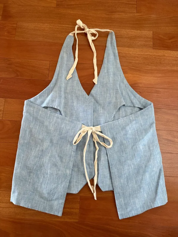 Black Fuchsia Blue Denim Style Vest Top - Image 7