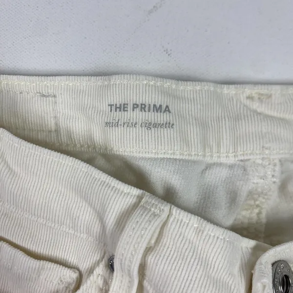 AG Adriano Goldschmied Prima‎ Jeans Womens 25R White Corduroy Cigarette - Image 11
