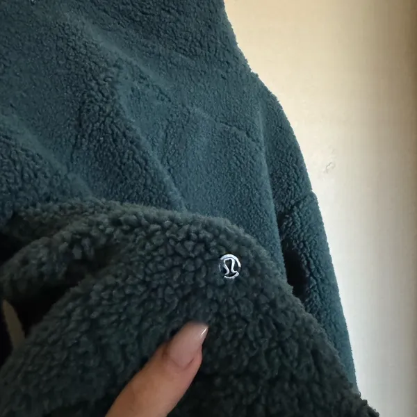 lululemon‎ Cinchable Fleece Zip Up Jacket Sz 6 Green Jasper - Image 8