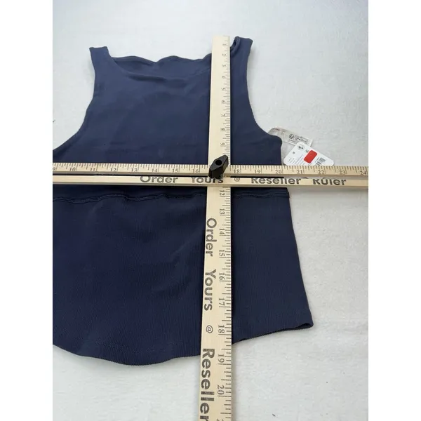 Free People Free Throw Unwind Cami Womens M/L Navy New Ribbed Cut-Out Back - Image 4