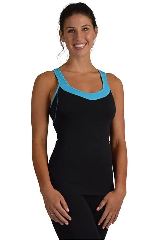 DYLN Blue and Black Razorback Workout Tank Top - Image 8