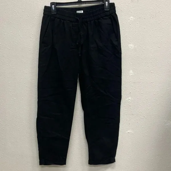 J. Crew Midrise Drawstring Linen Blend Black Rolled Hem Pants Size 4 #718 - Image 2
