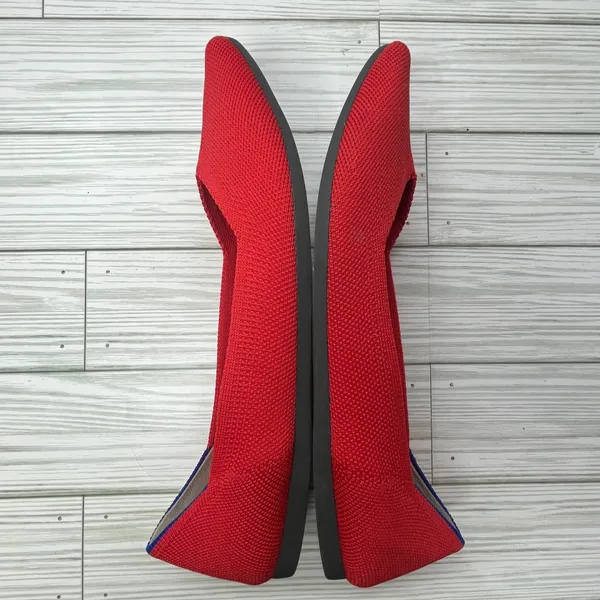 Rothys‎ The Point Red Pointed Toe Knit Flats Womens Size 8 Sustainable Washable - Image 3