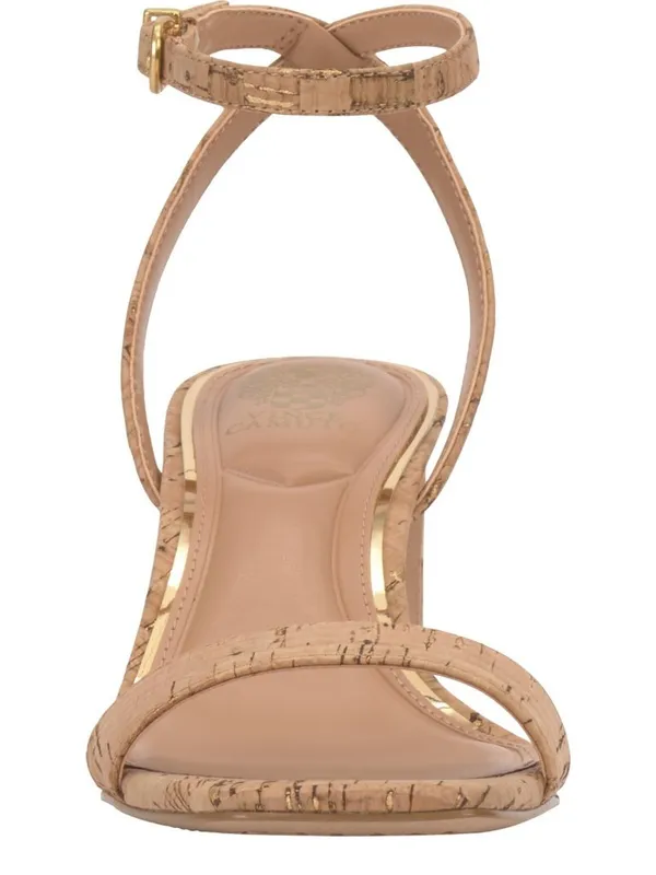 NWT Vince Camuto Hamda Ankle Strap High Heel Sandals Natural Brown / Gold 8.5M - Image 3
