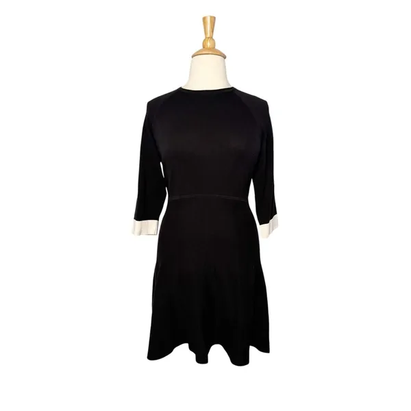 Vince Camuto Black And White Trim Fit And Flare Knit Sweater Dress Size XL - Image 2