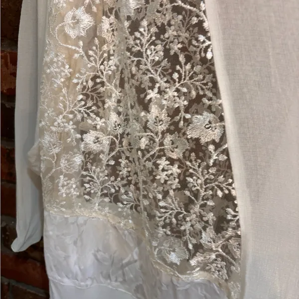 Christine Fairbanks womens delicate romantic lace open front cardigan cream M - Image 3
