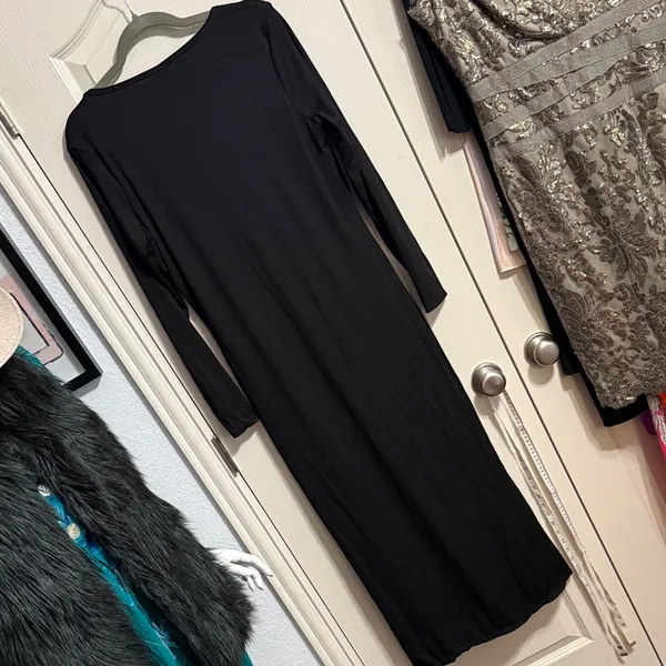 Black Long Sleeve Square Neck Maxi Dress Built in Shapewear - Image 5