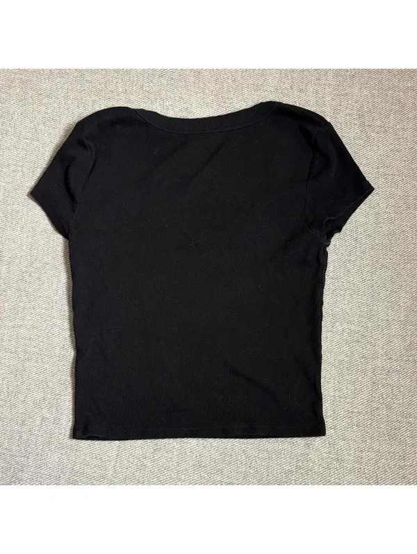 EST.PAC 1980 Black Scoop Neck Short Sleeve Crop Top Size S - Image 2