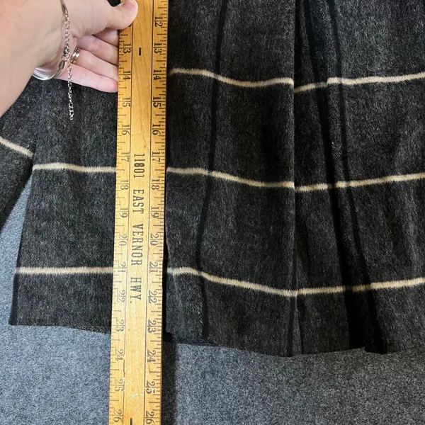Zara Basic Womens Grey Plaid Wool Blend Swing Coat Jacket Size S Pleated Back - Image 5