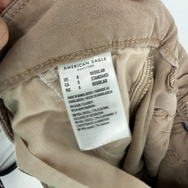 American Eagle Mid Rise Baggy Wide‎ Leg Size 8 Stretch Lyocell Cargo Pants - Image 4