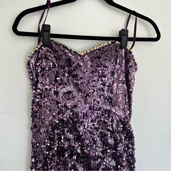 Cinderella Divine Purple‎ Strapless Sequin Beaded Corset Back Long Gown Dress 4 - Image 5