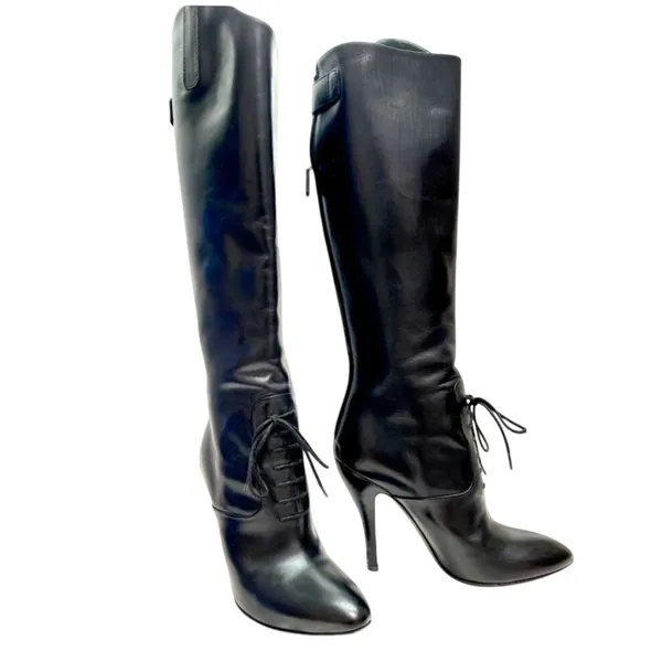 Black equestrian Gucci Elizabeth knee high boots sz 6 - Image 5