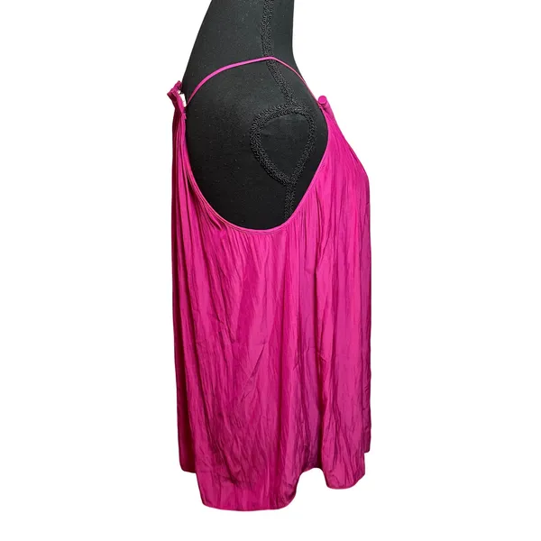 Ramy Brook Magenta Pink Keyhole Tank Sleeveless Pleated Flowy Top Resort Preppy - Image 3