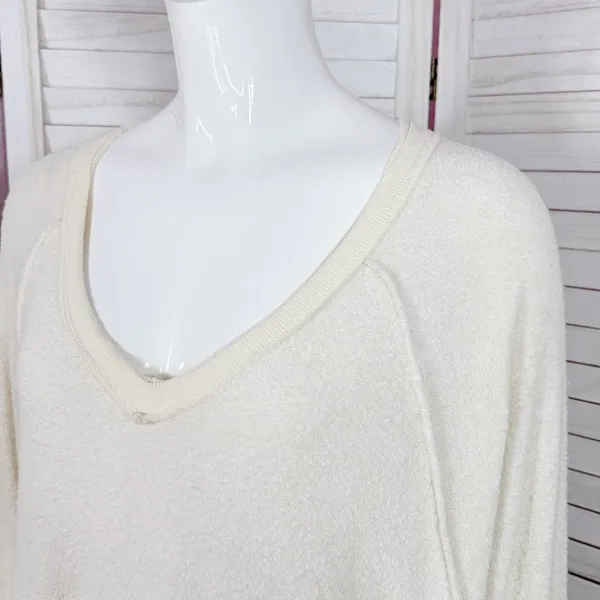 Free People Take It Off‎ Sweatshirt Inside Out Raglan Slouchy Ivory XS - Image 6