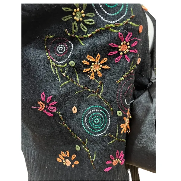 Sugarlips Y2K Embroidered Short Sleeve Cardigan Ribbon Tie Sweater M - Image 6