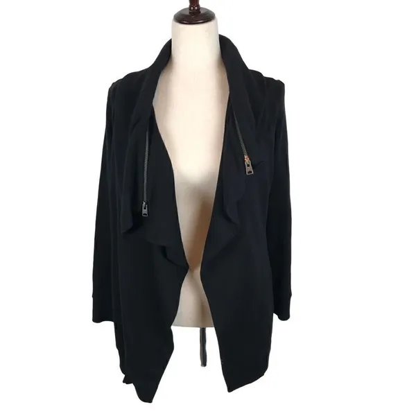 All Saints Dahlia black asymmetrical convertible sweatshirt jacket XS‎ - Image 5