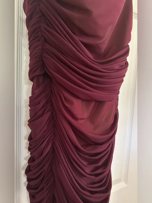 Michael Costello x REVOLVE Honor Mini Ruched Dress in Dark Plum - Image 3