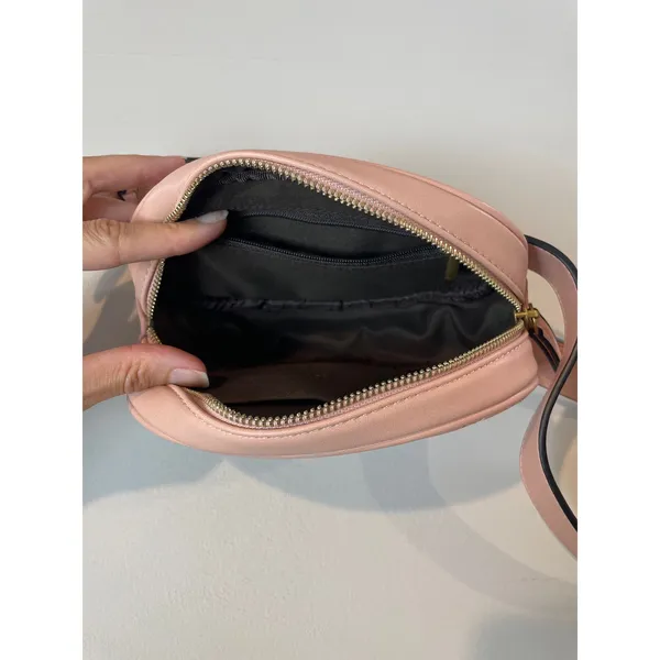 Pink Faux Leather Belt Bag Crossbody Adjustable Strap Zip Closure Oval Shape - Image 5