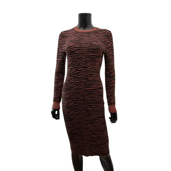 Express x Negin Mirsalehi Zebra Print Knit Midi Dress Brown Black S - Image 2