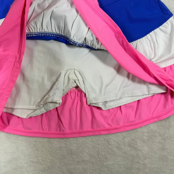 Lilly Pulitzer Luxletic XXS Ruffled Skort Blue White Pink Colorblock Activewear - Image 6